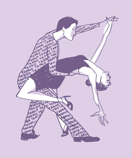 Danseurs de tango dessinés à la main. Danse latine — Image vectorielle