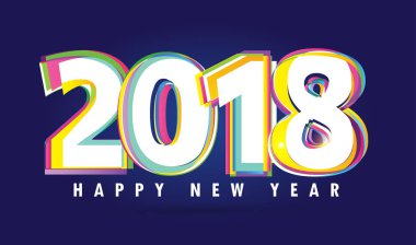 Mutlu yeni yıl 2018 metin tasarlamak vektör