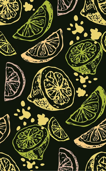 Elle çizilmiş doodle desen ile limon, limon, portakal — Stok Vektör