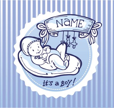 Bebek duş tasarım vektör çizim, elle çizilmiş bebek seti.