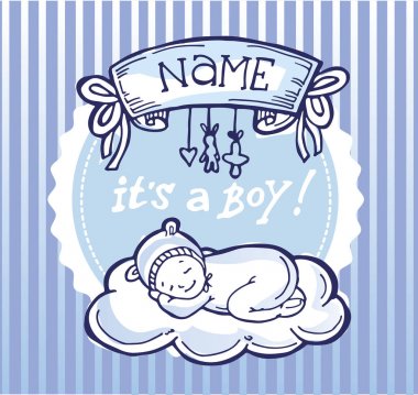 Bebek duş tasarım vektör çizim, elle çizilmiş bebek seti.