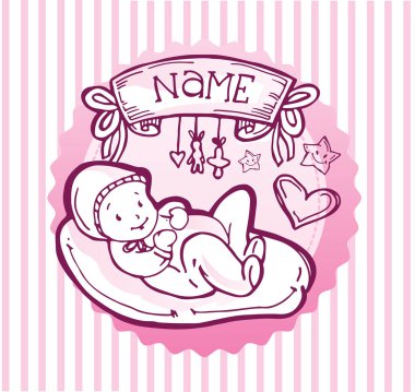 Bebek duş tasarım vektör çizim, elle çizilmiş bebek seti.