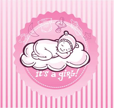 Bebek duş tasarım vektör çizim, elle çizilmiş bebek seti.