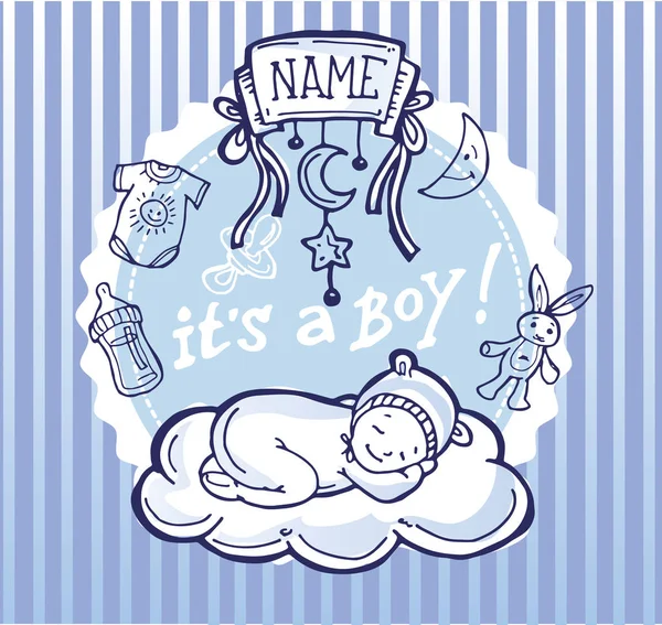 Bebek duş tasarım vektör çizim, elle çizilmiş bebek seti.