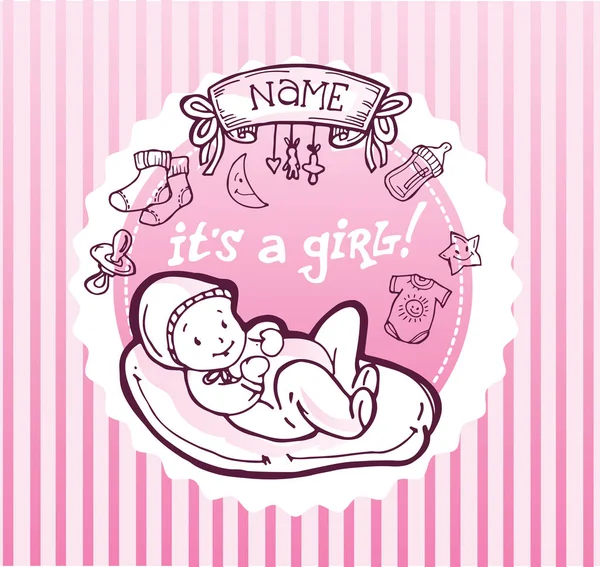 Bebek duş tasarım vektör çizim, elle çizilmiş bebek seti.