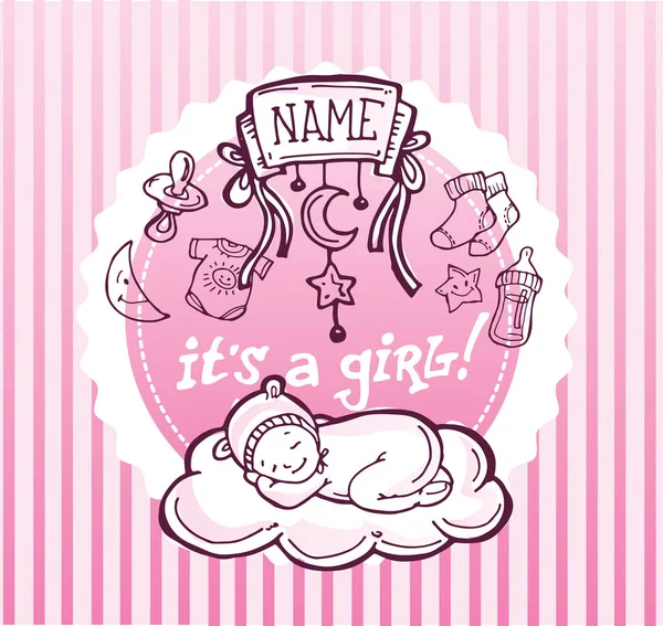 Bebek duş tasarım vektör çizim, elle çizilmiş bebek seti.