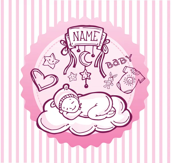 Bebek duş tasarım vektör çizim, elle çizilmiş bebek seti.