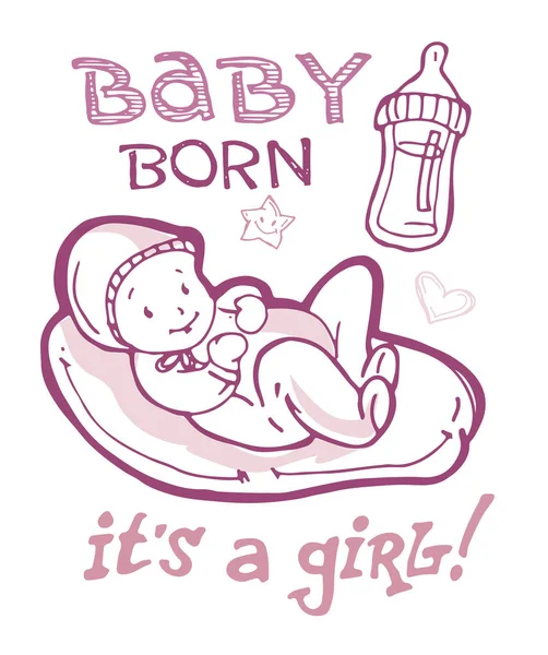 Baby shower design vector illustration, hand drawn baby set. — Stockvector