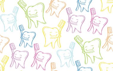 Elle çizilmiş doodle desen diş ve fırça ile. 