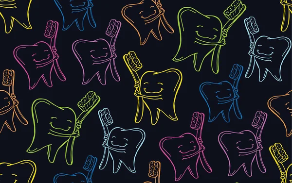 Elle çizilmiş doodle desen diş ve fırça ile. 