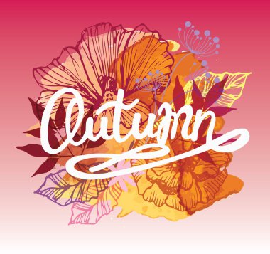 Dört mevsim tipografik afiş. Sonbahar poster. Vektör çizim Eps 10