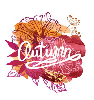 Dört mevsim tipografik afiş. Sonbahar poster. Vektör çizim Eps 10