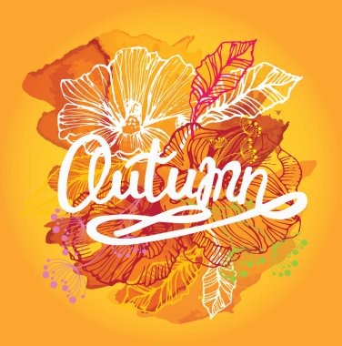 Dört mevsim tipografik afiş. Sonbahar poster. Vektör çizim Eps 10