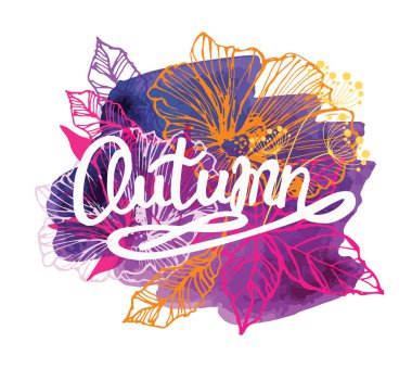 Dört mevsim tipografik afiş. Sonbahar poster. Vektör çizim Eps 10