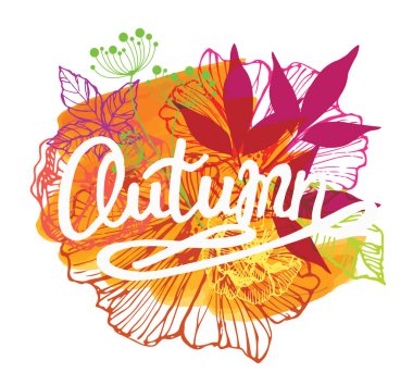 Dört mevsim tipografik afiş. Sonbahar poster. Vektör çizim Eps 10