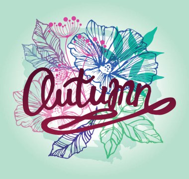 Dört mevsim tipografik afiş. Sonbahar poster. Vektör çizim Eps 10