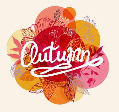 Dört mevsim tipografik afiş. Sonbahar poster. Vektör çizim Eps 10