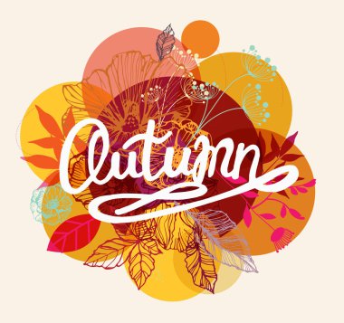 Dört mevsim tipografik afiş. Sonbahar poster. Vektör çizim Eps 10