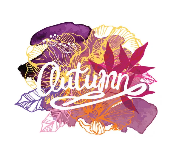 Dört mevsim tipografik afiş. Sonbahar poster. Vektör çizim Eps 10