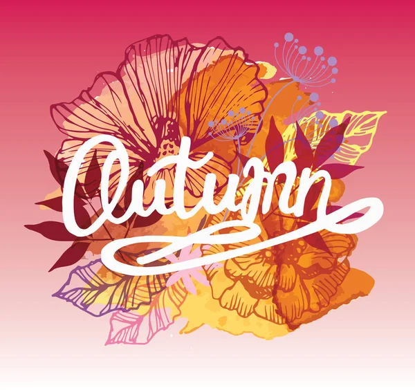 Dört mevsim tipografik afiş. Sonbahar poster. Vektör çizim Eps 10