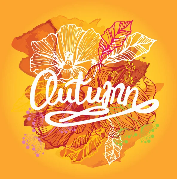 Dört mevsim tipografik afiş. Sonbahar poster. Vektör çizim Eps 10