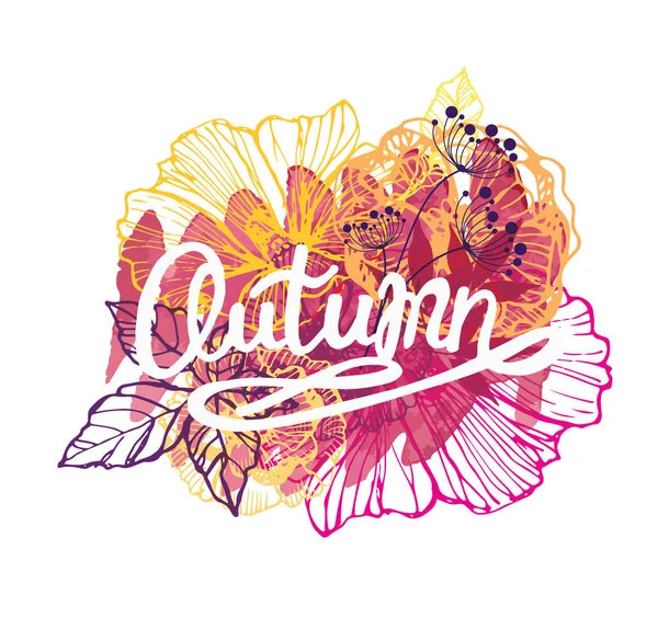 Dört mevsim tipografik afiş. Sonbahar poster. Vektör çizim Eps 10