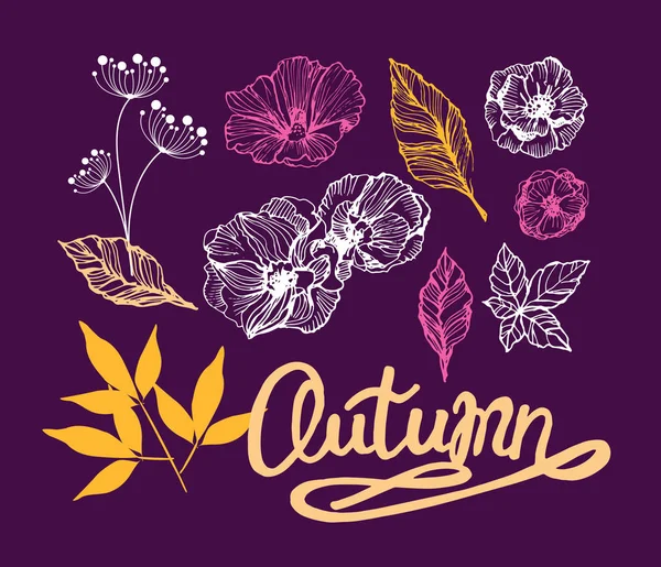 Dört mevsim tipografik afiş. Sonbahar poster. Vektör çizim Eps 10