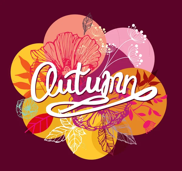 Dört mevsim tipografik afiş. Sonbahar poster. Vektör çizim Eps 10