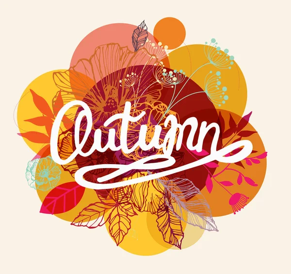 Dört mevsim tipografik afiş. Sonbahar poster. Vektör çizim Eps 10