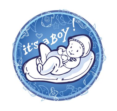 Doğan bebek. Bebek duş doodle şablonu.