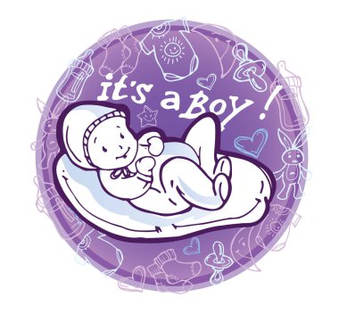 Doğan bebek. Bebek duş doodle şablonu.