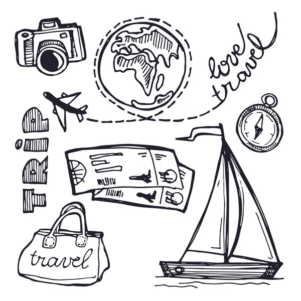 Handritad doodle travel illustration — Stock vektor