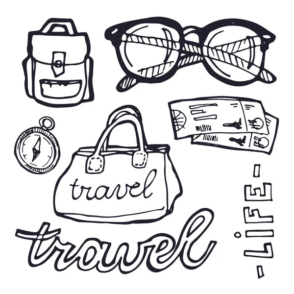 Hand drawn doodle travel illustration — Stock Vector