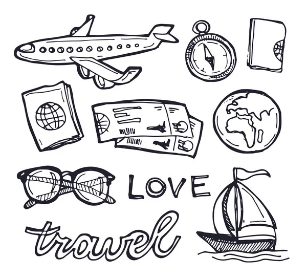 Handritad doodle travel illustration — Stock vektor