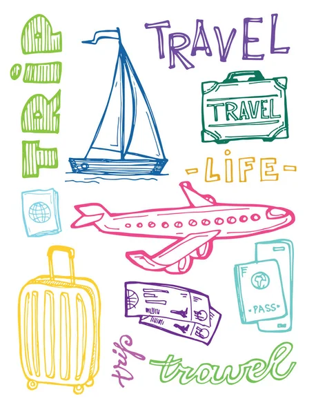 Hand drawn doodle travel illustration — Stock Vector