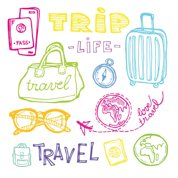 Hand drawn doodle travel illustration — Stock Vector