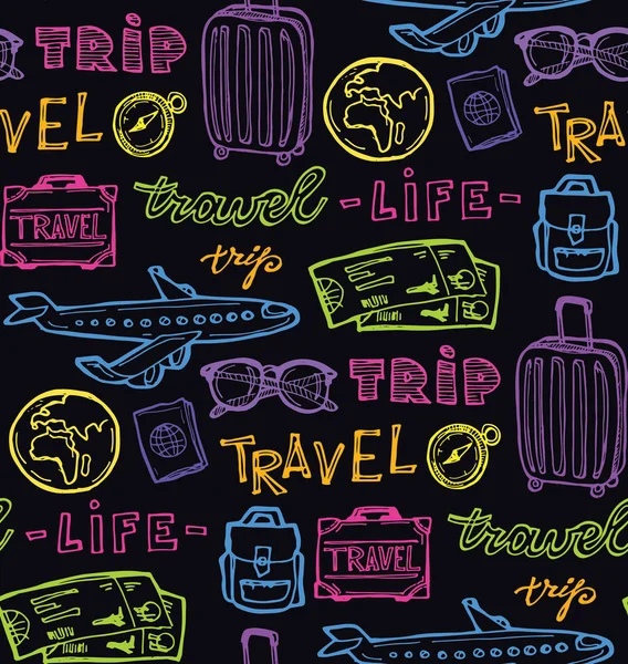 Elle çizilmiş doodle seyahat illüstrasyon