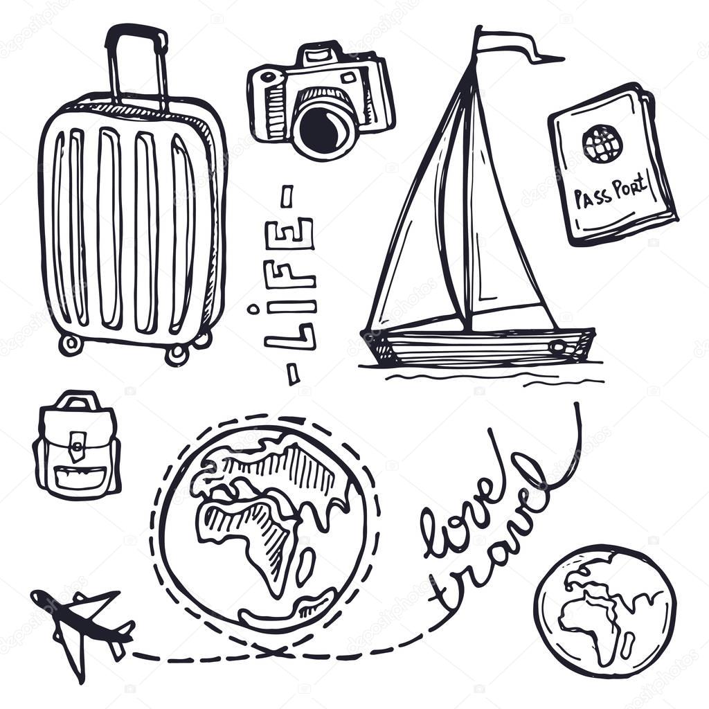 Hand drawn doodle travel illustration