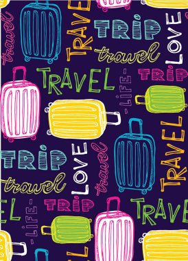 Elle çizilmiş doodle seyahat illüstrasyon. Git seyahat!