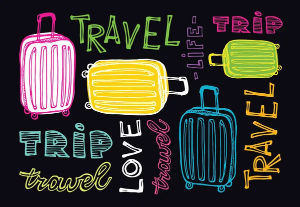 Ручная иллюстрация путешествия каракулями. Go travel ! — стоковый вектор