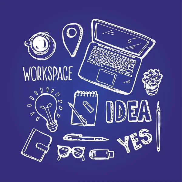 Beyin fırtınası kavramı. İş ve fikir düz tasarımı. Elle çizilmiş doodle kroki.