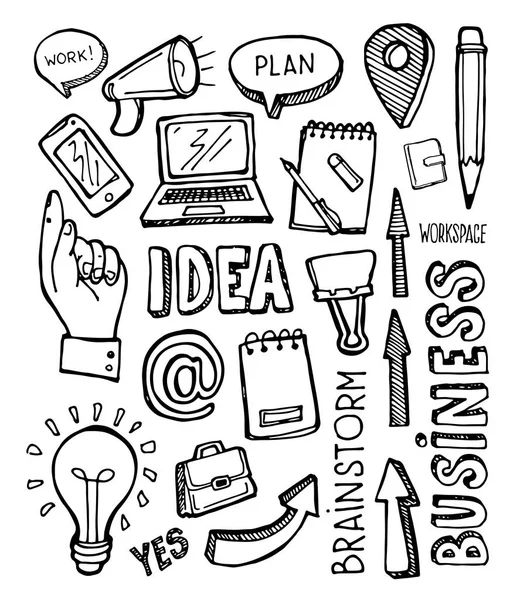Brainstorm koncept. Verksamhet och idé platt design. Hand dras doodle skiss. — Stock vektor