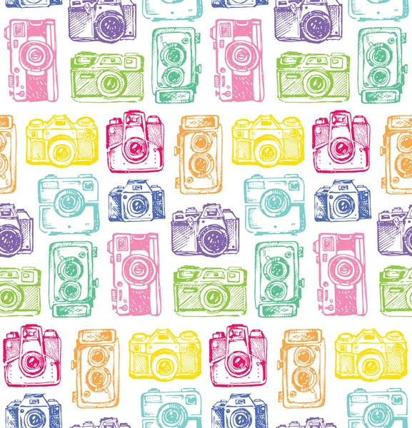 Hand drawn vector retrocamera. Take a good shot! — Stock Vector