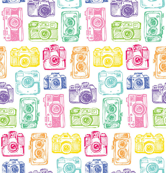 Hand drawn vector retrocamera. Take a good shot!