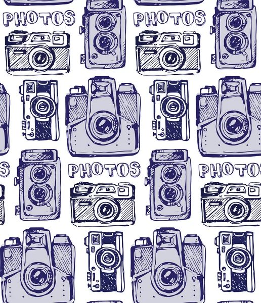 Hand drawn vector retrocamera. Take a good shot! — Stock Vector