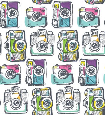 El çizilmiş desen retro kamera. İyi bir çekim!
