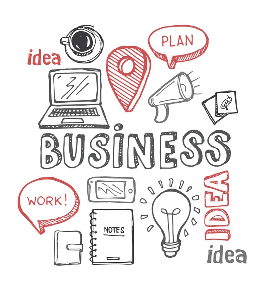 Beyin fırtınası kavramı. İş ve fikir düz tasarımı. Elle çizilmiş doodle kroki.