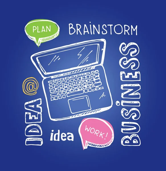 Brainstorm koncept. Verksamhet och idé platt design. Hand dras doodle skiss. — Stock vektor