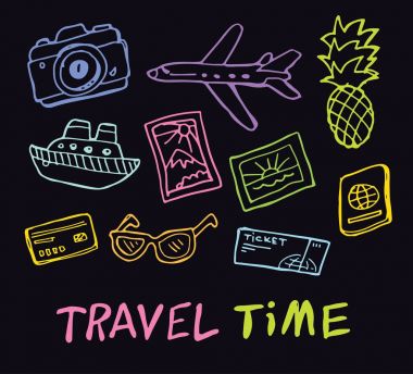 Elle çizilmiş doodle seyahat illüstrasyon