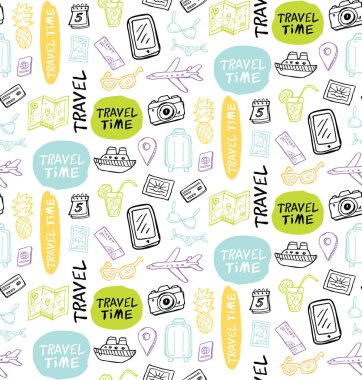 Elle çizilmiş doodle seyahat illüstrasyon